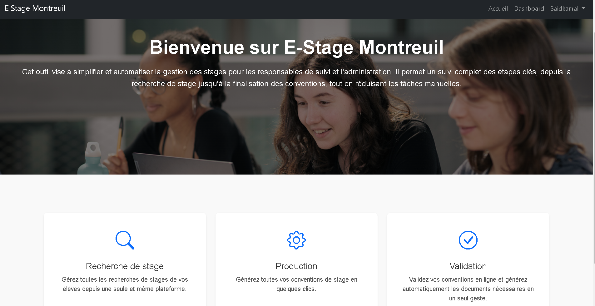 Aperçu 1 - Application des gestion des stages